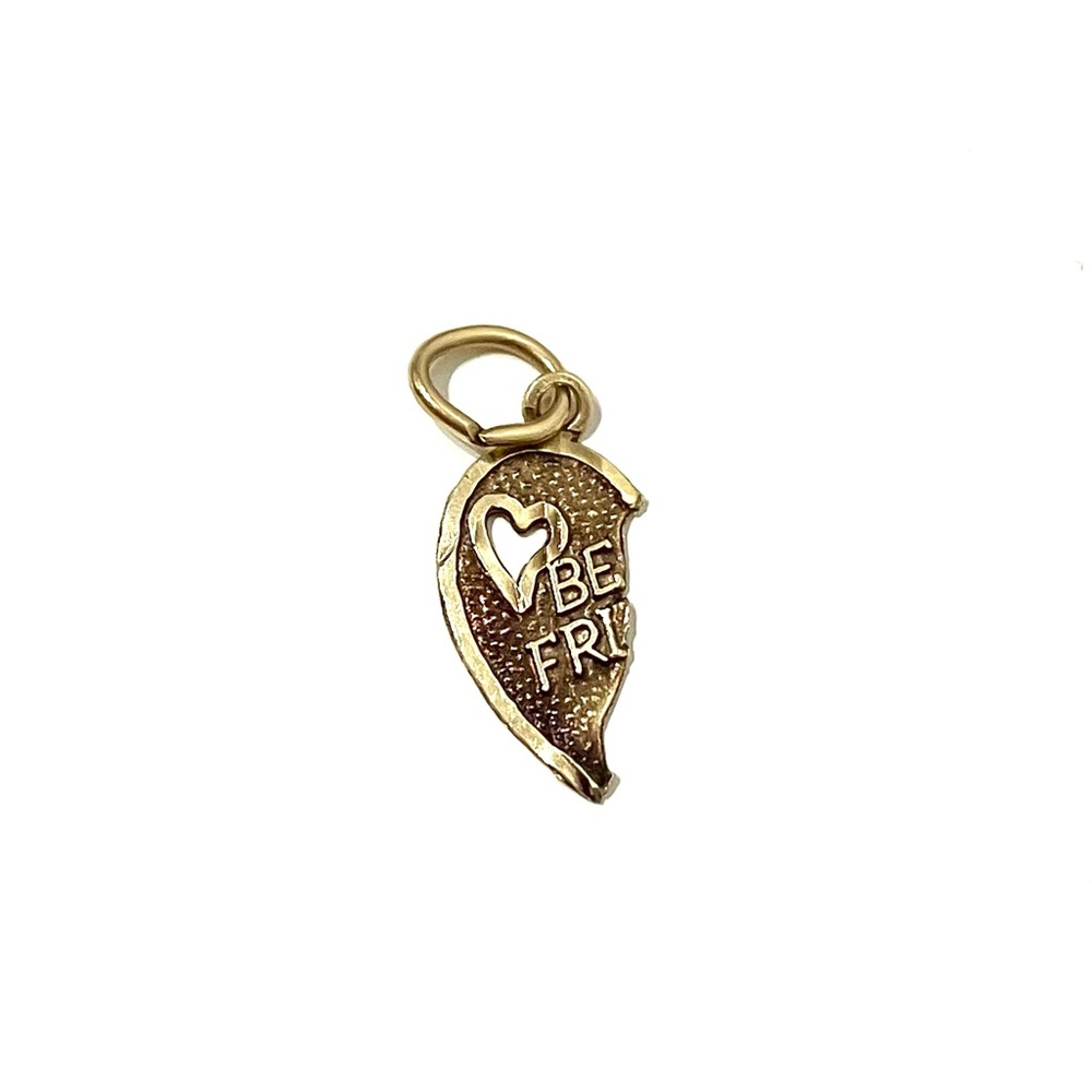 10K Gold Tiny Half Best Friends Charm Pendant